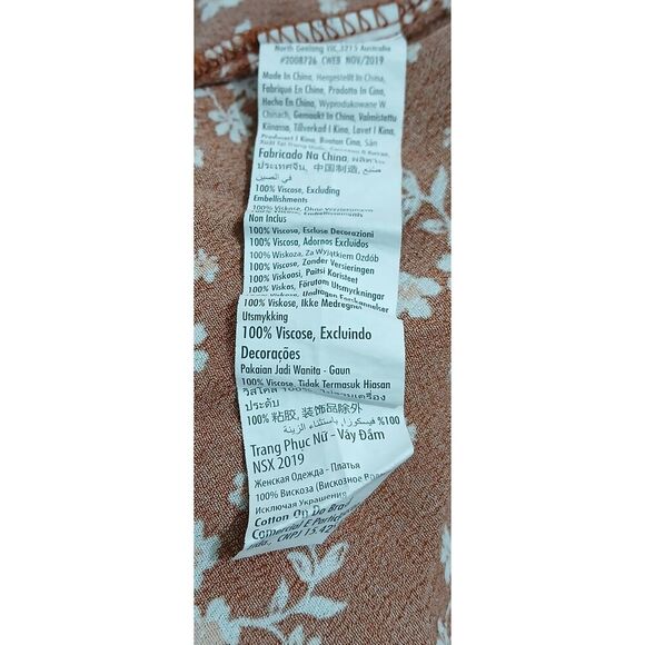 Cotton on womens large rust cinnamon viscose silk slip dress floral vacation - Picture 7 of 9